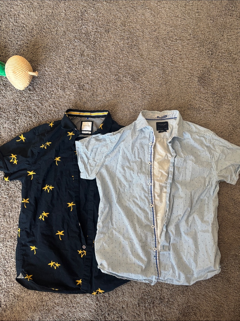 2 Cactus Man Short Sleeve Casual Button-Down Shirts